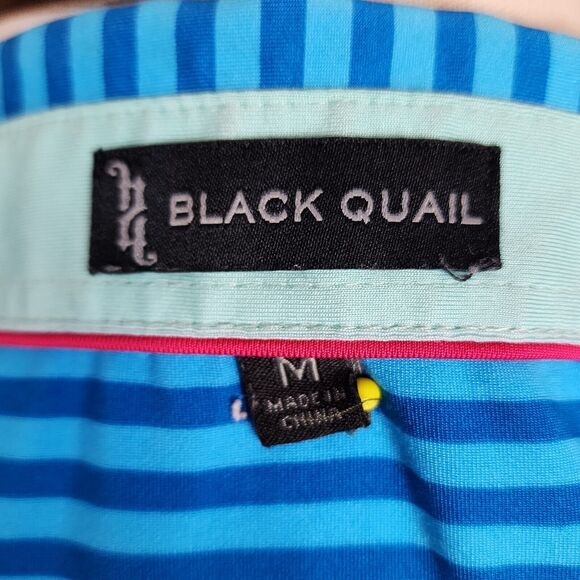 Black Quail Blue Striped Polo Shirt The Par - Tee  Size M - Picture 7 of 8
